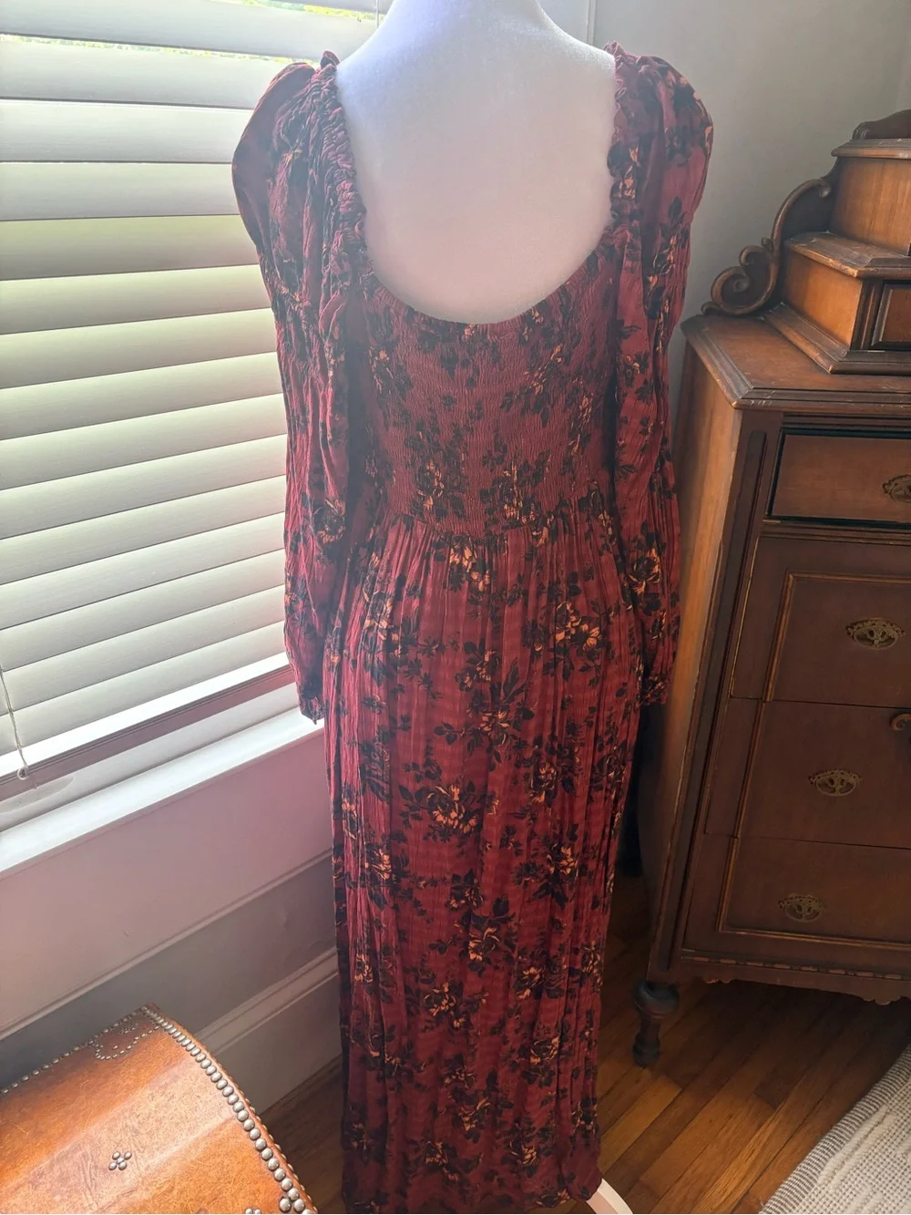 Free People Wine Floral Maxi Dress
